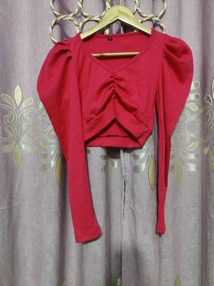 Full Hata half body (Red)_1 Women's Crop Top Full Hata half body (Red) - Image 1